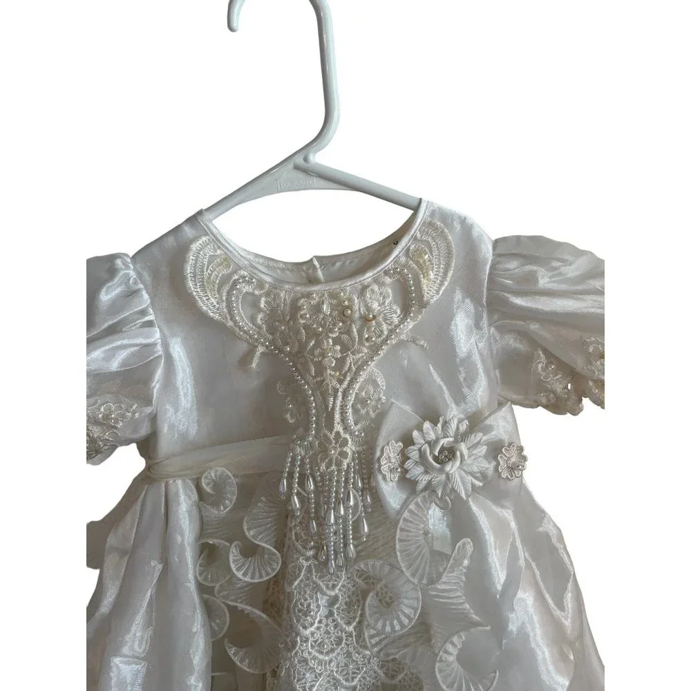 Baptism Christening Baby Girl Dress Newborn Size 0 Vintage Victorian White Bapti - Picture 3 of 12
